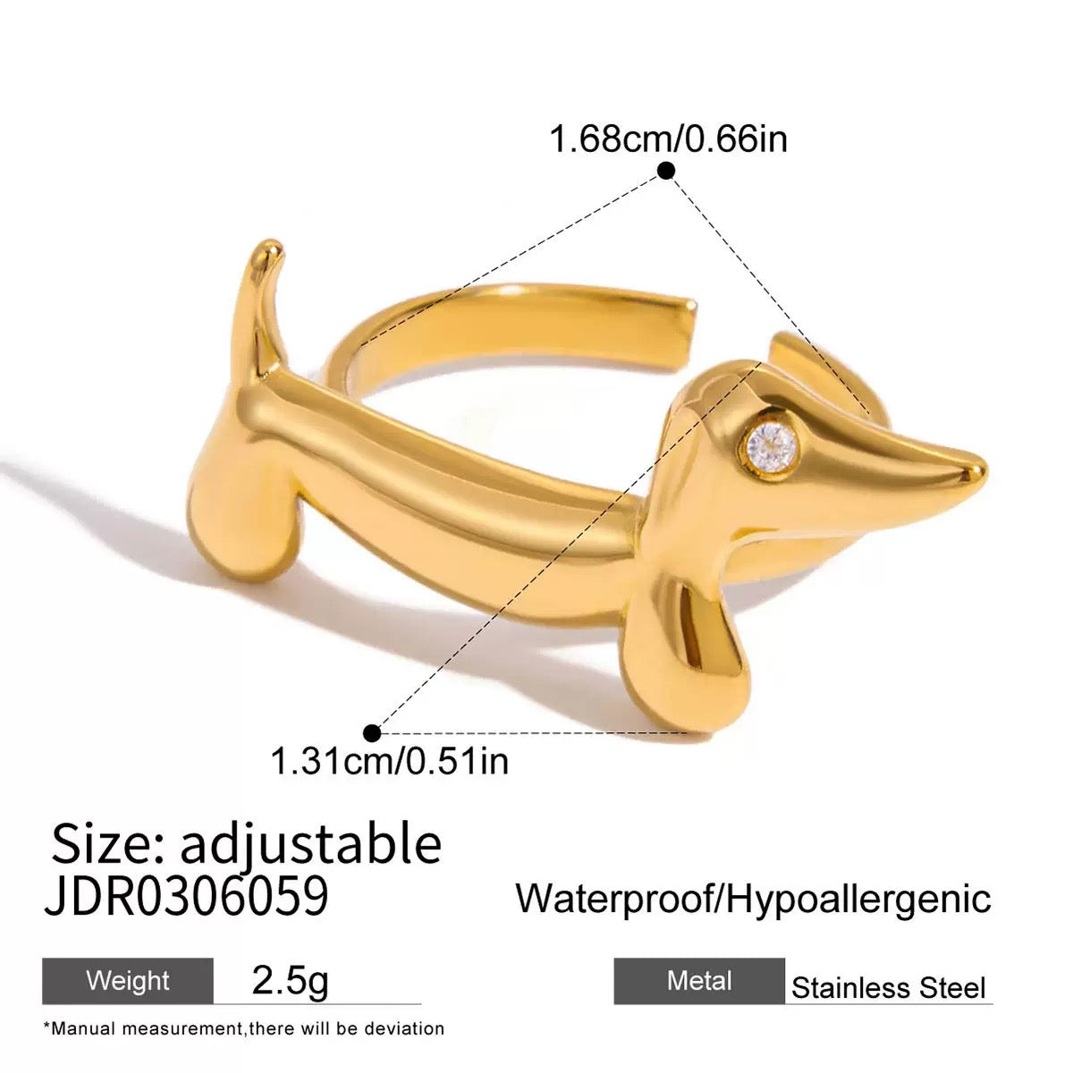 Dachshund Animal Adujustable Ring