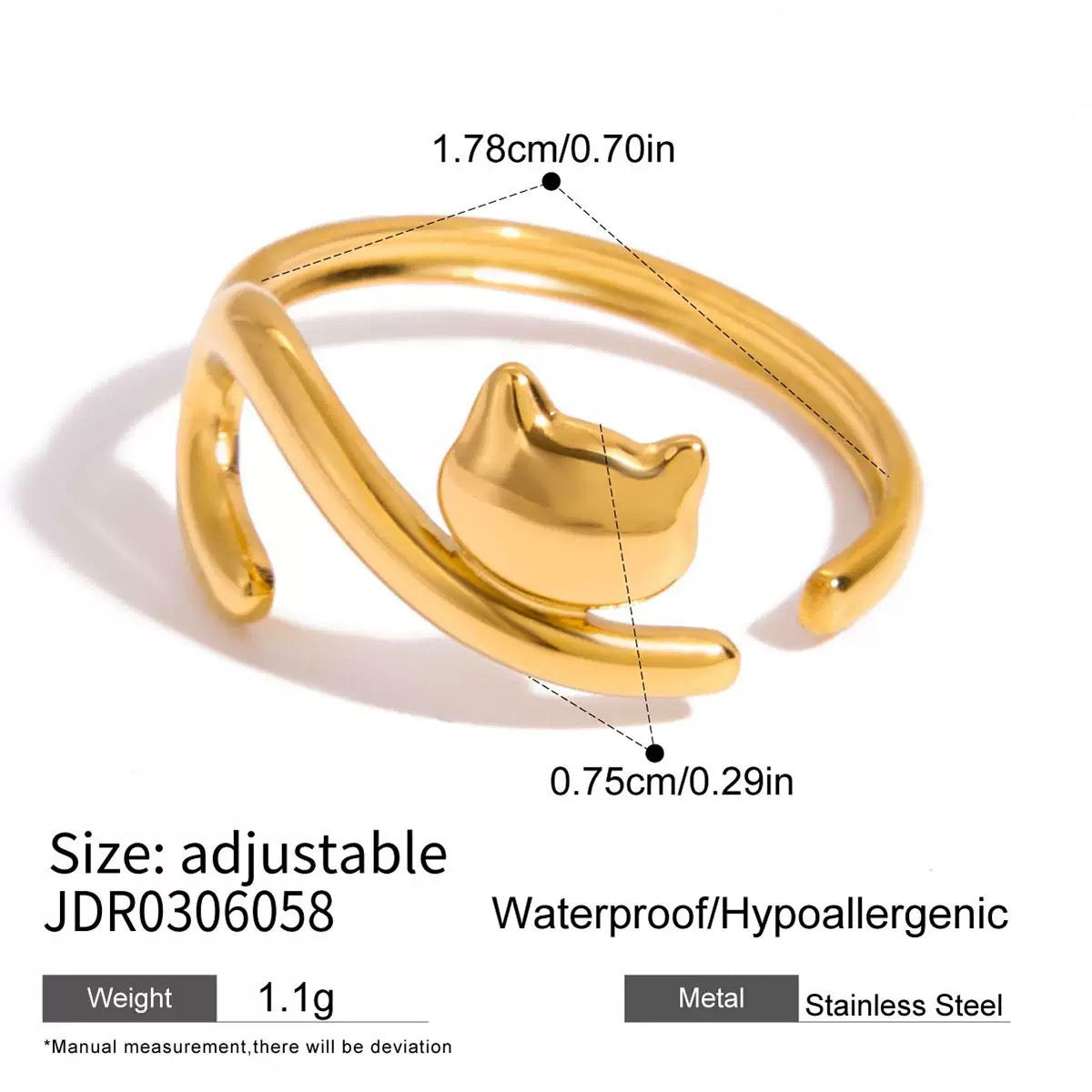 Cat Animal Adjustable Ring