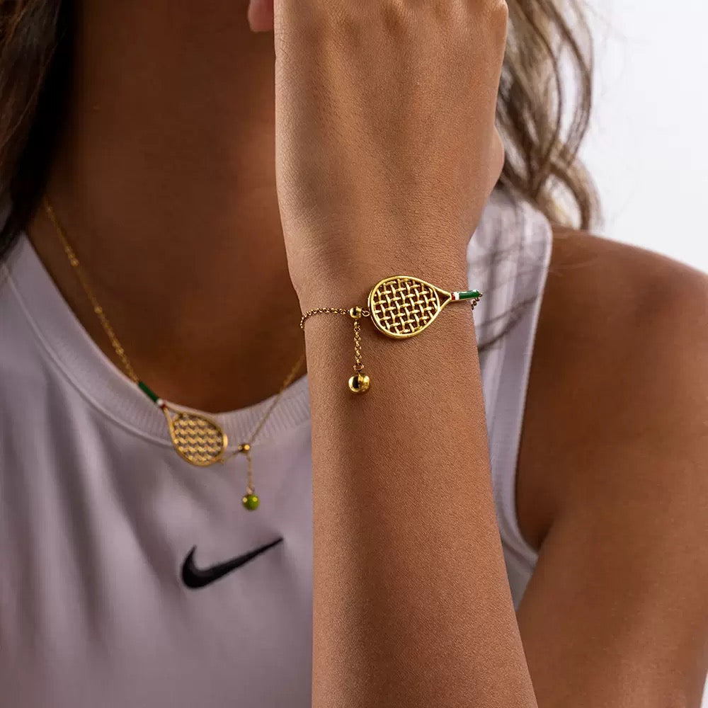 Tennis gold Necklace and Bracelet set