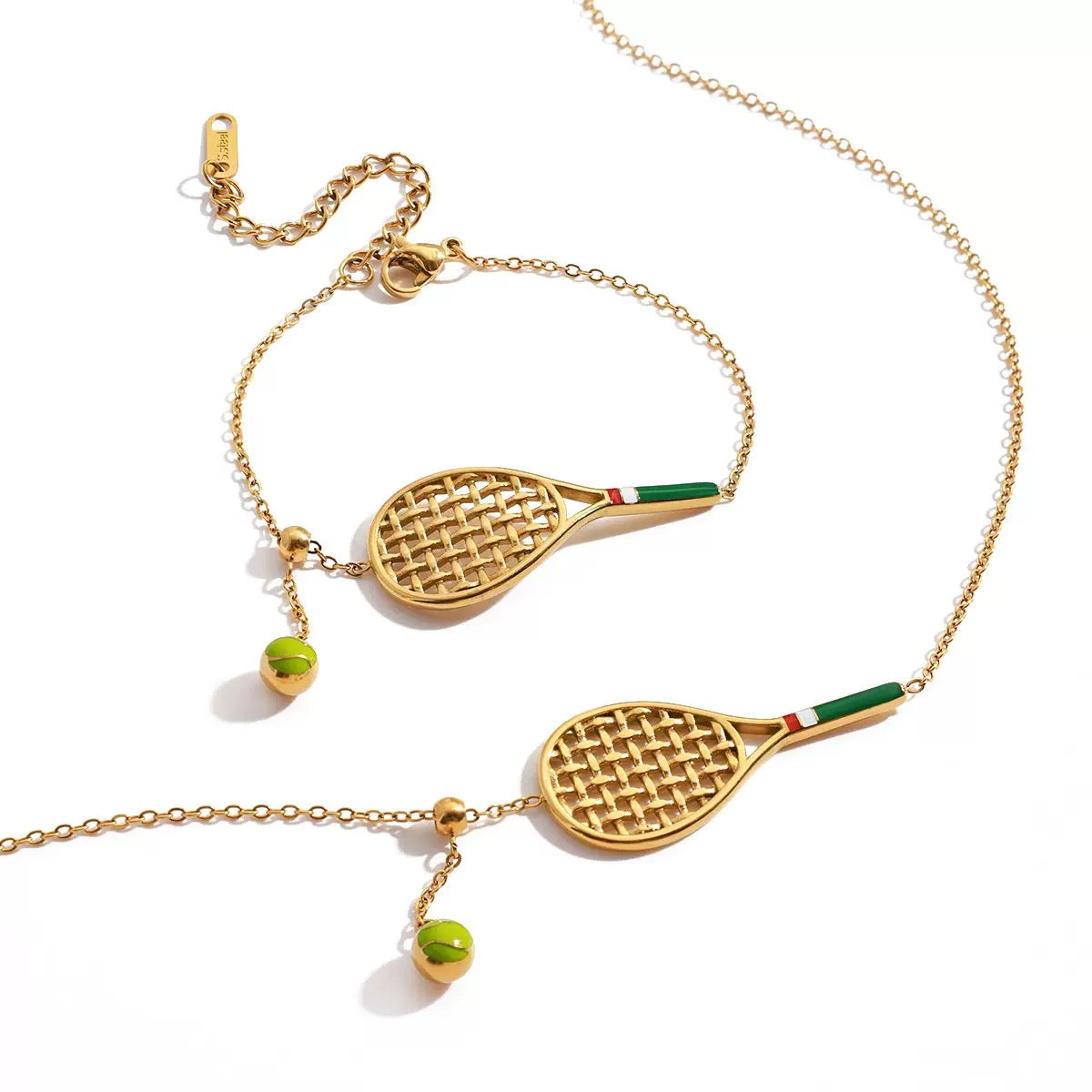 Tennis gold Necklace and Bracelet set