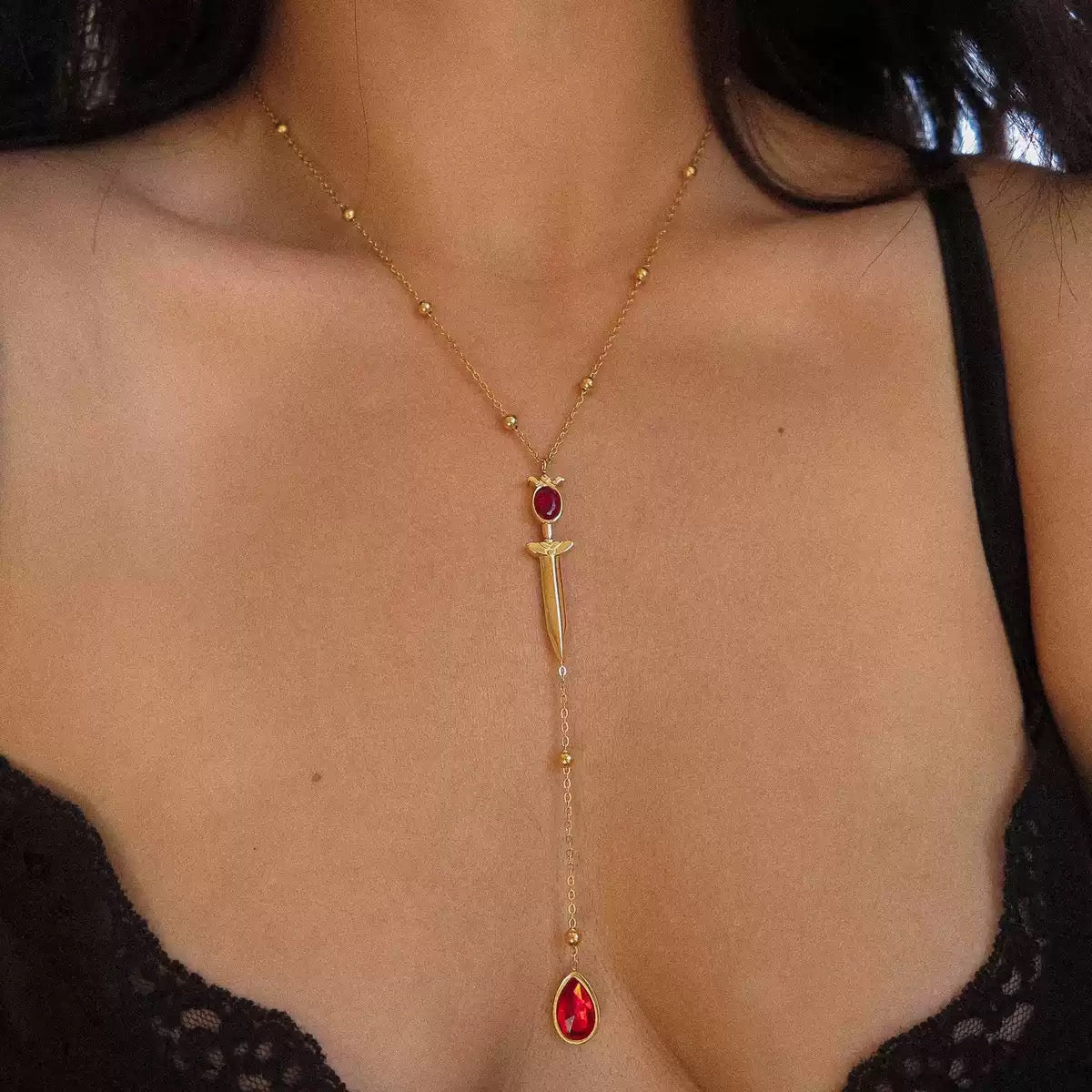 Fallen Goddess and Sword Necklace
