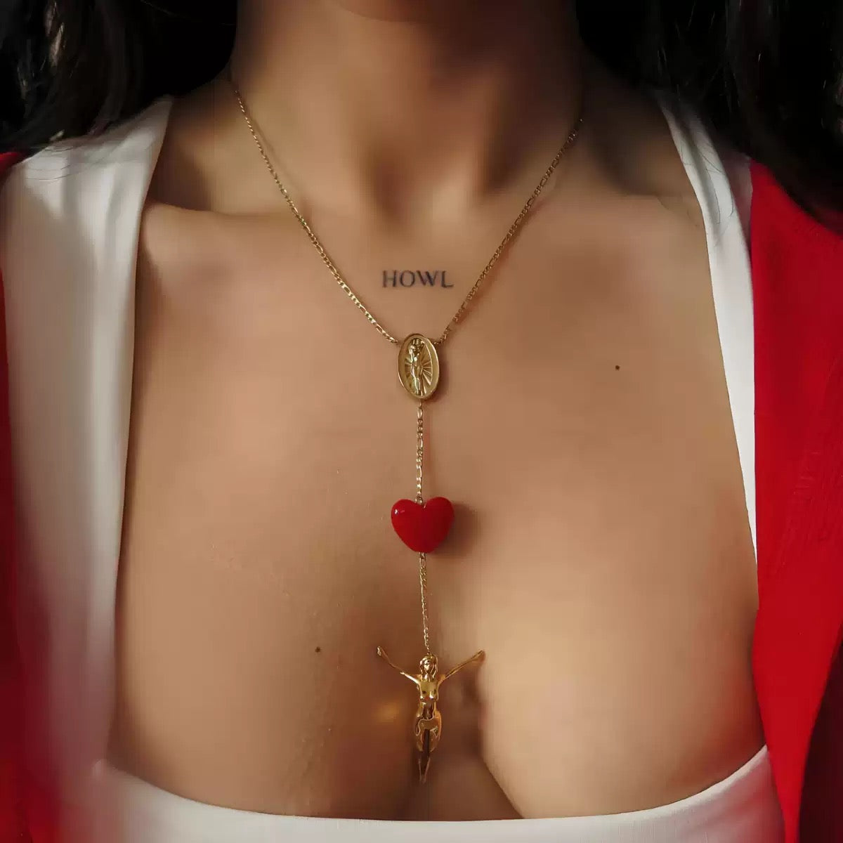 Fallen Goddess and Sword Necklace