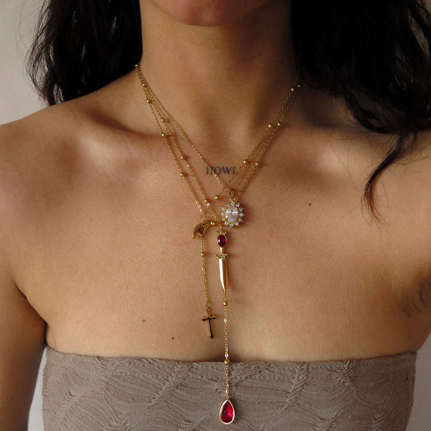 Fallen Goddess and Sword Necklace