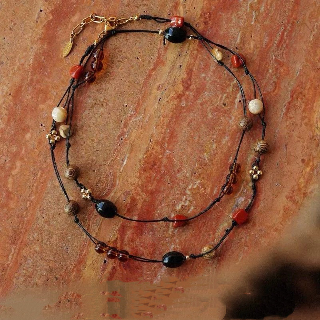 Heyjessi handmade long weaving vintage natural style Bohemian necklacee