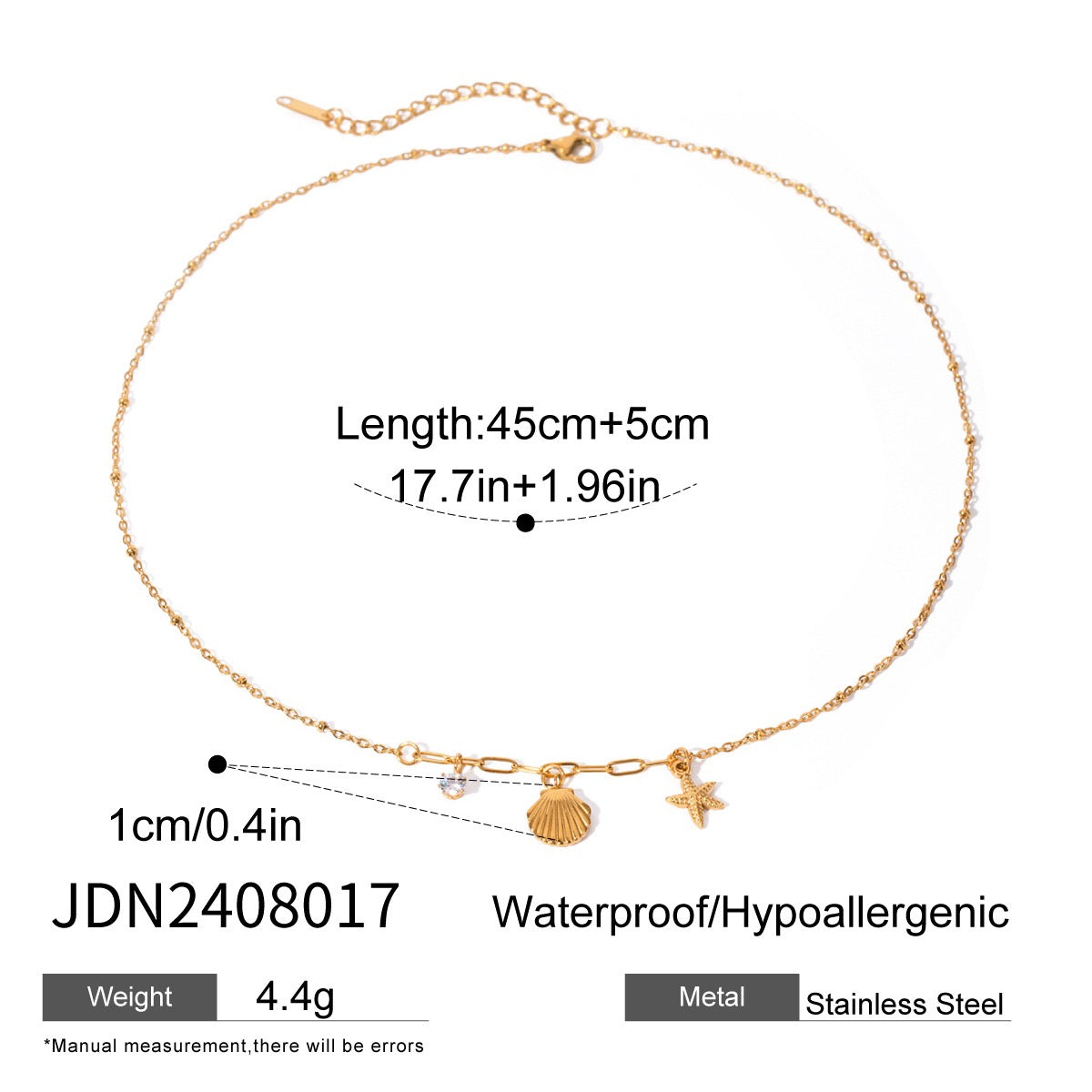 Paperclip Seashell Charm Necklace