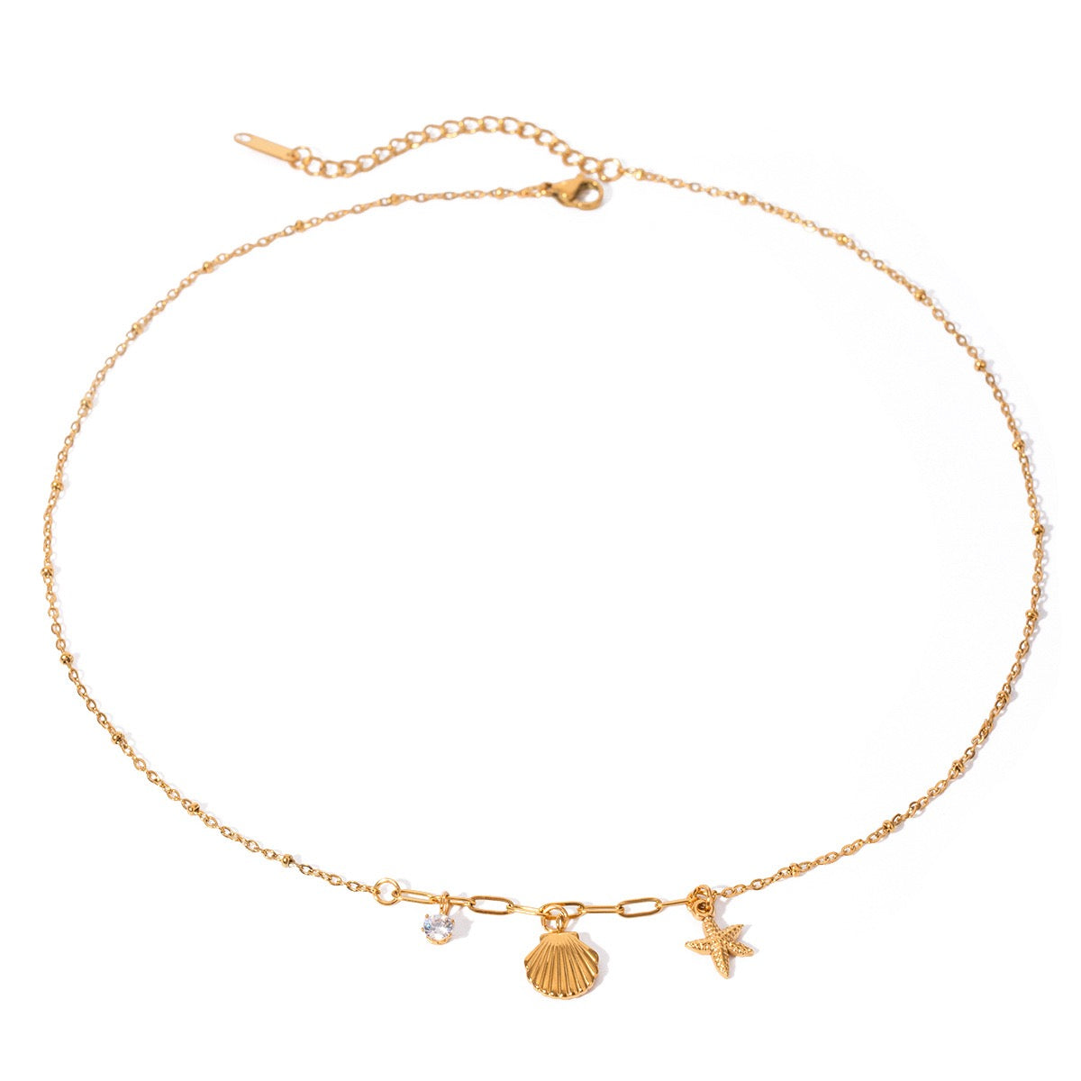 Paperclip Seashell Charm Necklace