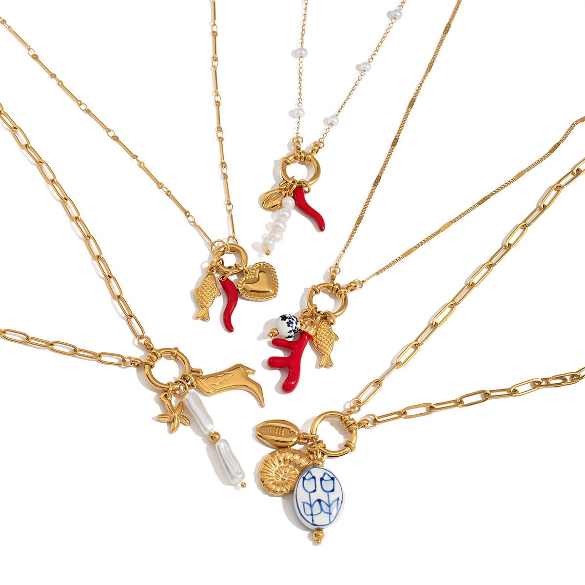 Western Cowgirl Boot and pearl Triple Charm Necklace