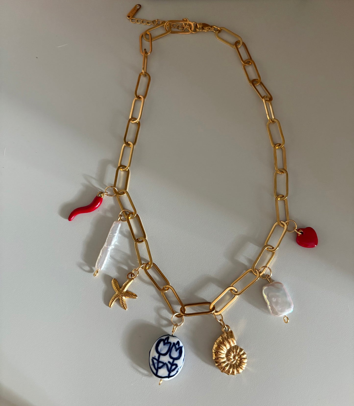 Florence Natural Pearl Multi Charm Necklace