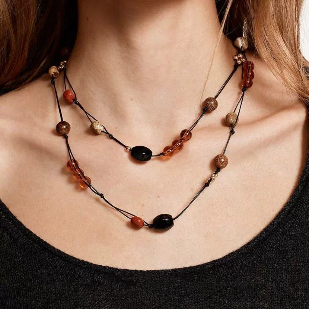 Heyjessi handmade long weaving vintage natural style Bohemian necklacee