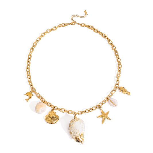 Natural Spiral Shell Charm Necklace